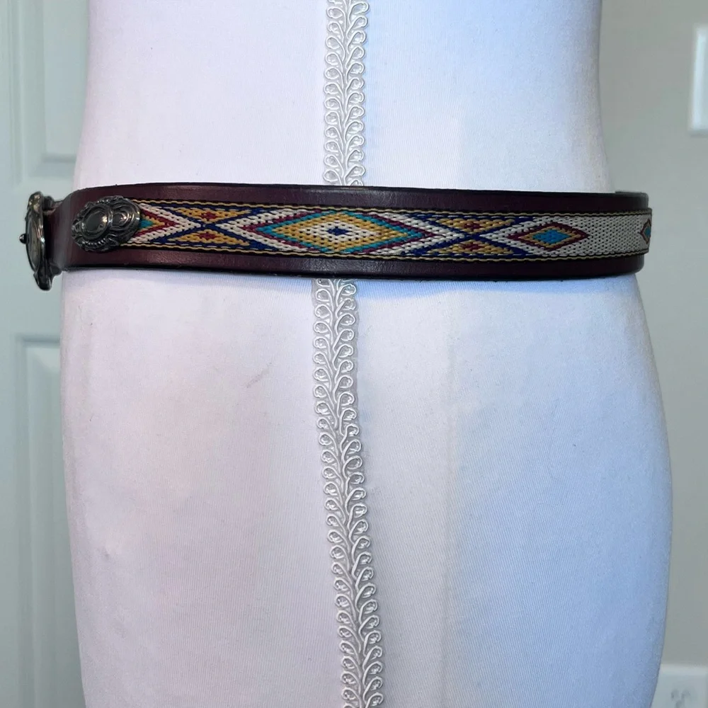 Southwestern Distressed from Age Brown Leather Belt Sz 32